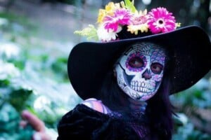 Person dressed for Day of the Dead celebration