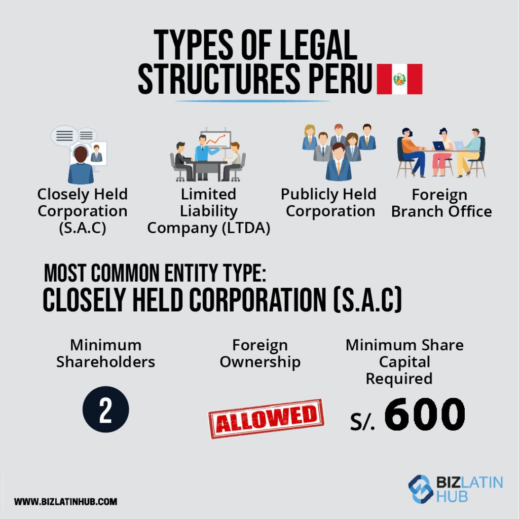 Types of legal structures in Peru an infographic by Biz latin hub