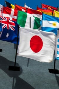 Australian, Latin American and Asian flags