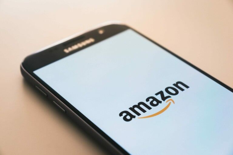 Phone showing Amazon logo