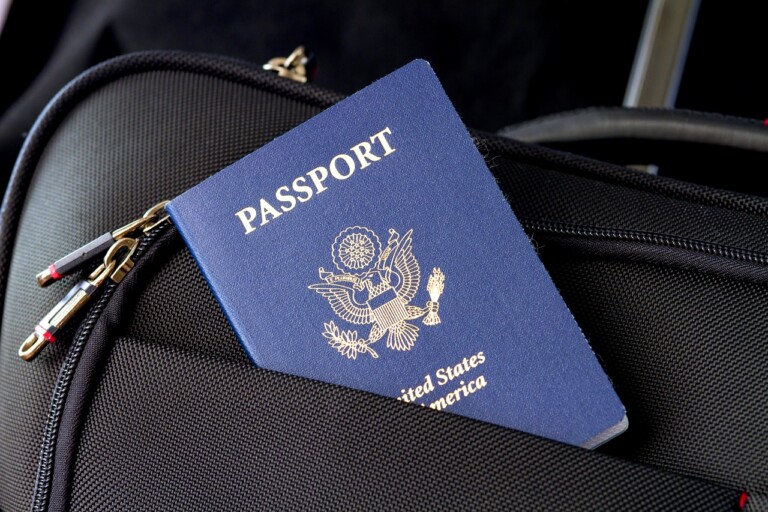United States passport in luggage