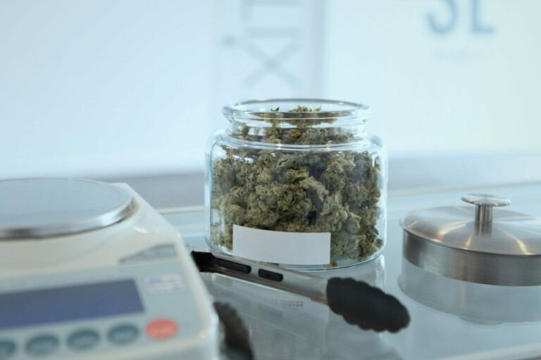 Jar of cannabis plant components