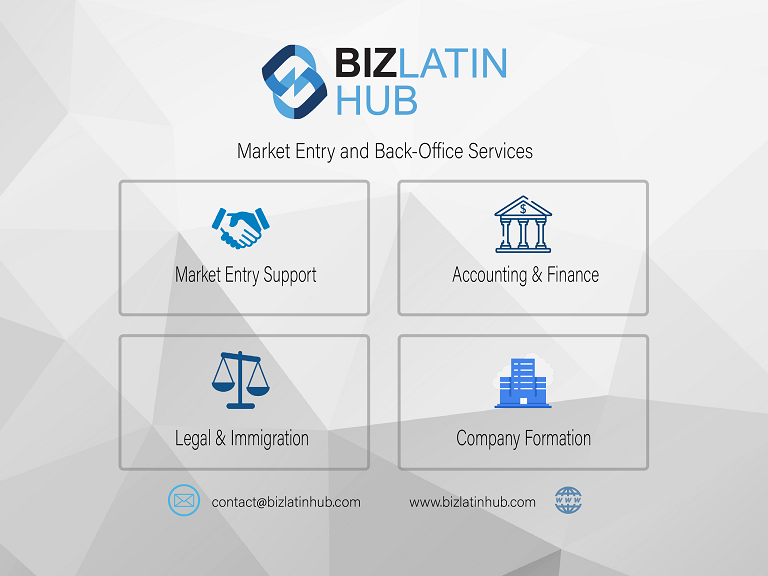 Infographic: Biz Latin Hub legal and accounting services for an article on Due Diligence in Guatemala