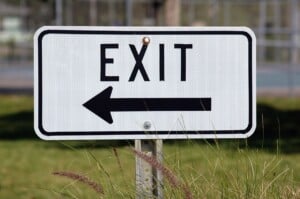 Exit sign with arrow