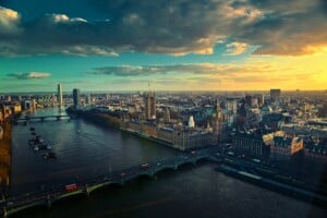 Elevated shot of the Thames River in England