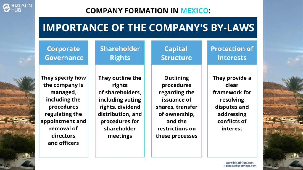 The by-laws are designed to specify who in the company has the power to make decisions legally on behalf of the company.