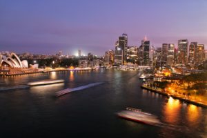 Aerial view of Sydney, Australia at night