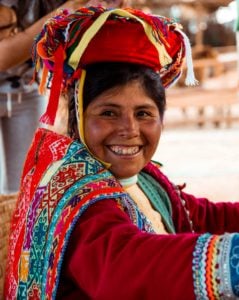 A woman in traditional dress in Peru.