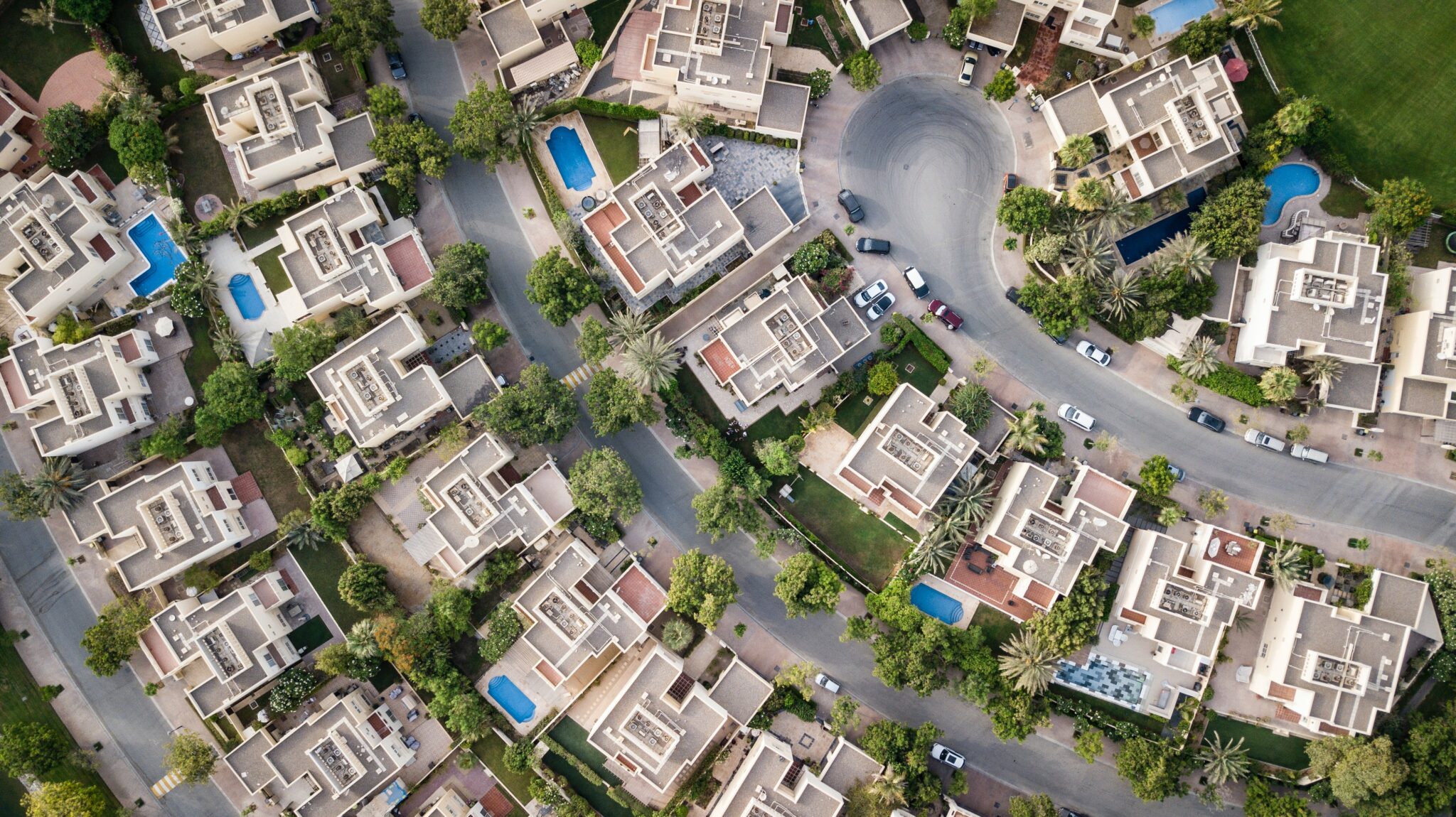 Bird's eye view of suburbs in Mexico