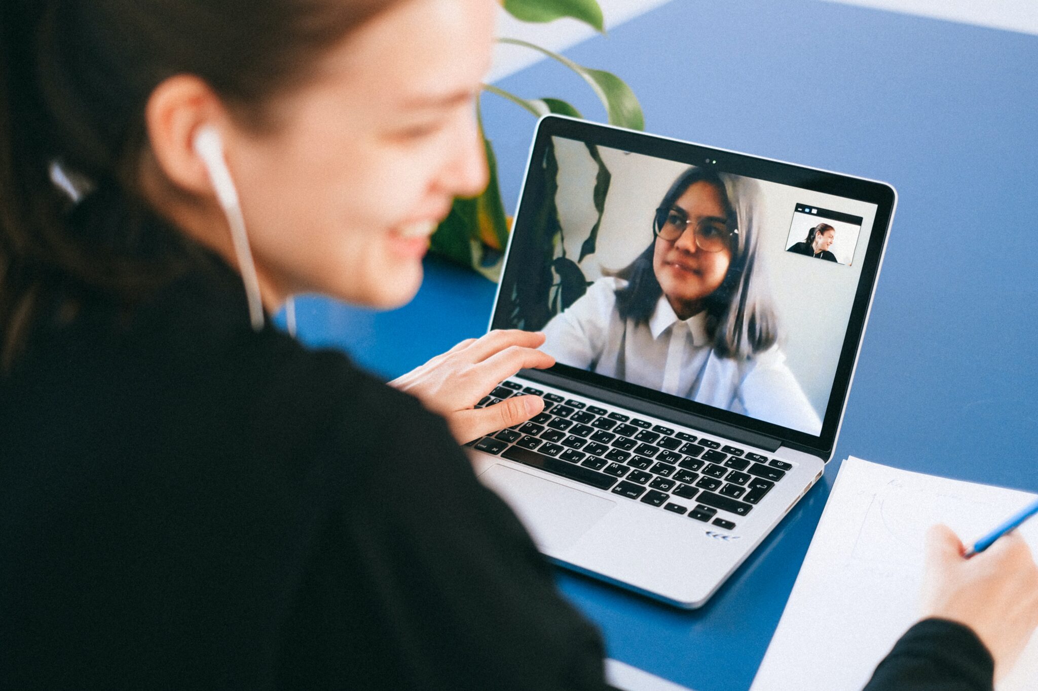 Two women having a web conference