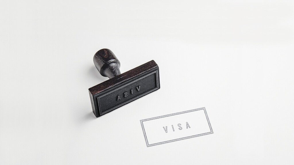 Visa stamp on paper