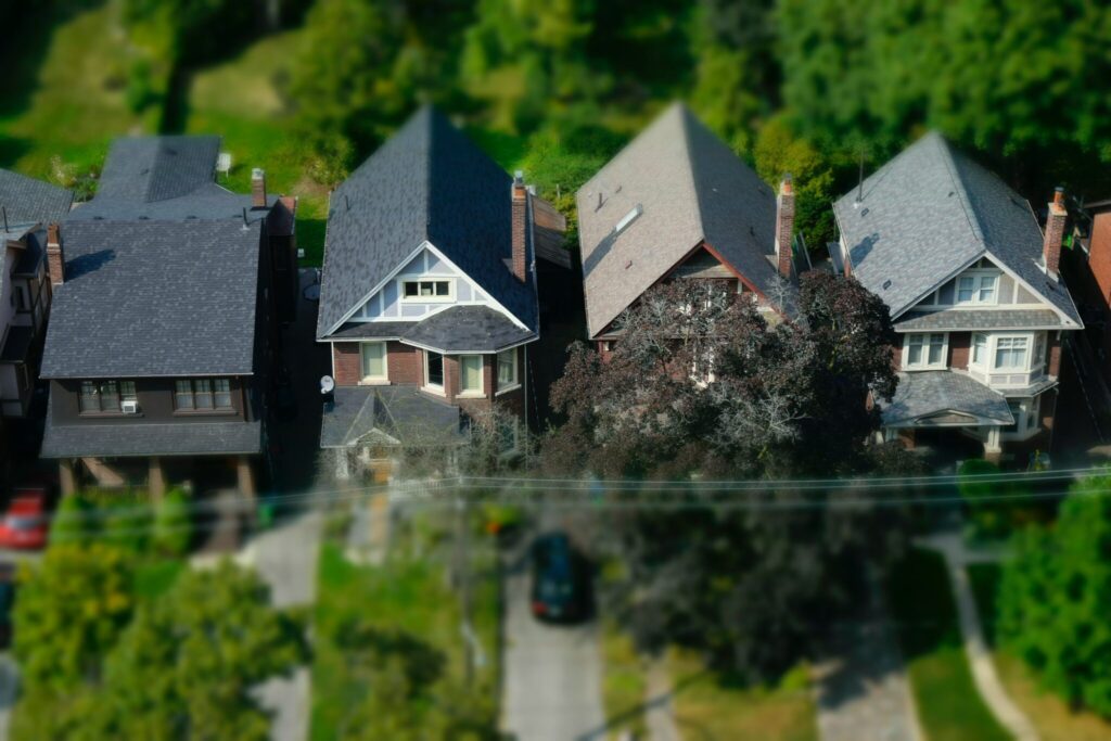 Houses in a residential neighborhood.