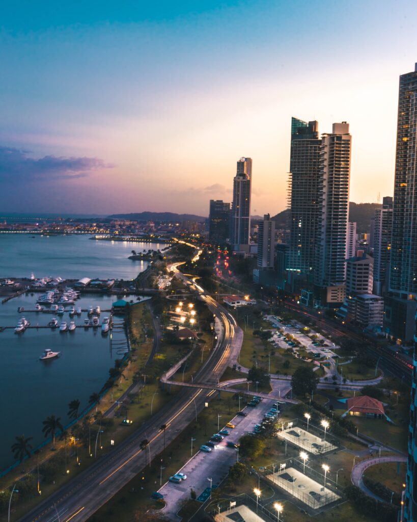 Aerial view of Panama city, where most Panama tech companies are established.