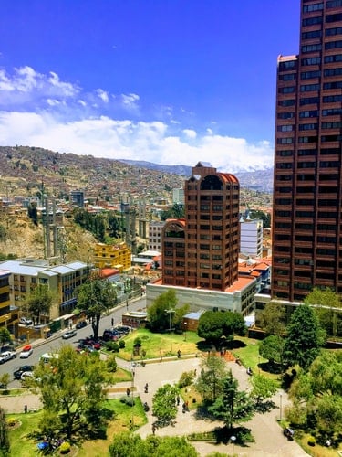 A photo of La Paz, the capital city of Bolivia, where many corporate legal firms in Bolivia are based