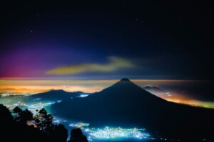 Mountain with city lights highlighting the ideas of tech companies in guatemala