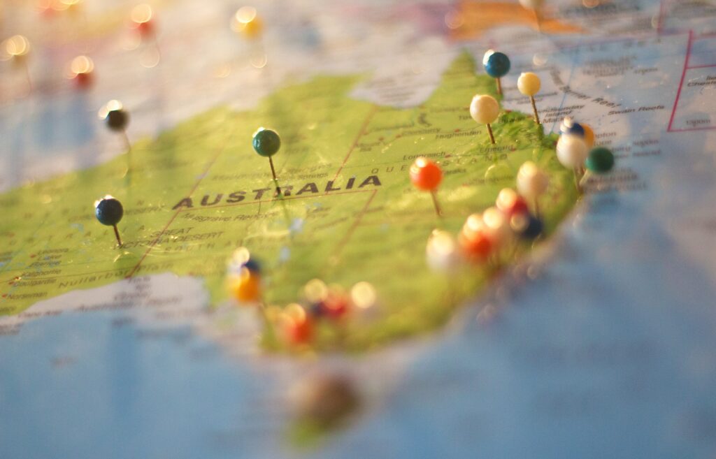 Mapa de Australia. País que ofrece oportunidades para expandir su negocio.
