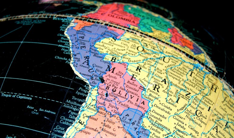 A globe showing Bolivia, where you may wish to register a fiscal address