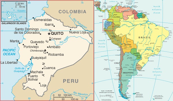 Mapa de Ecuador, un país donde un agente de formación de empresa le puede ayudar 