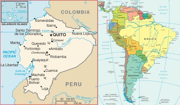 Mapa de Ecuador, un país donde un agente de formación de empresa le puede ayudar