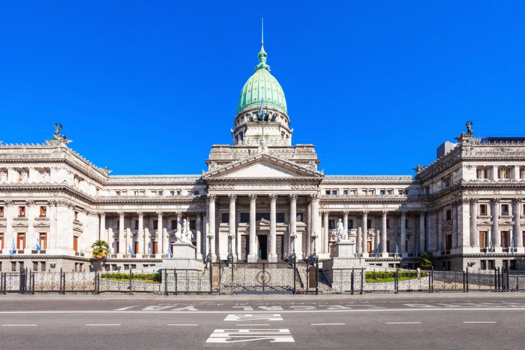 The Palace of the Argentine National Congress in Buenos Aires, Argentina's capital.