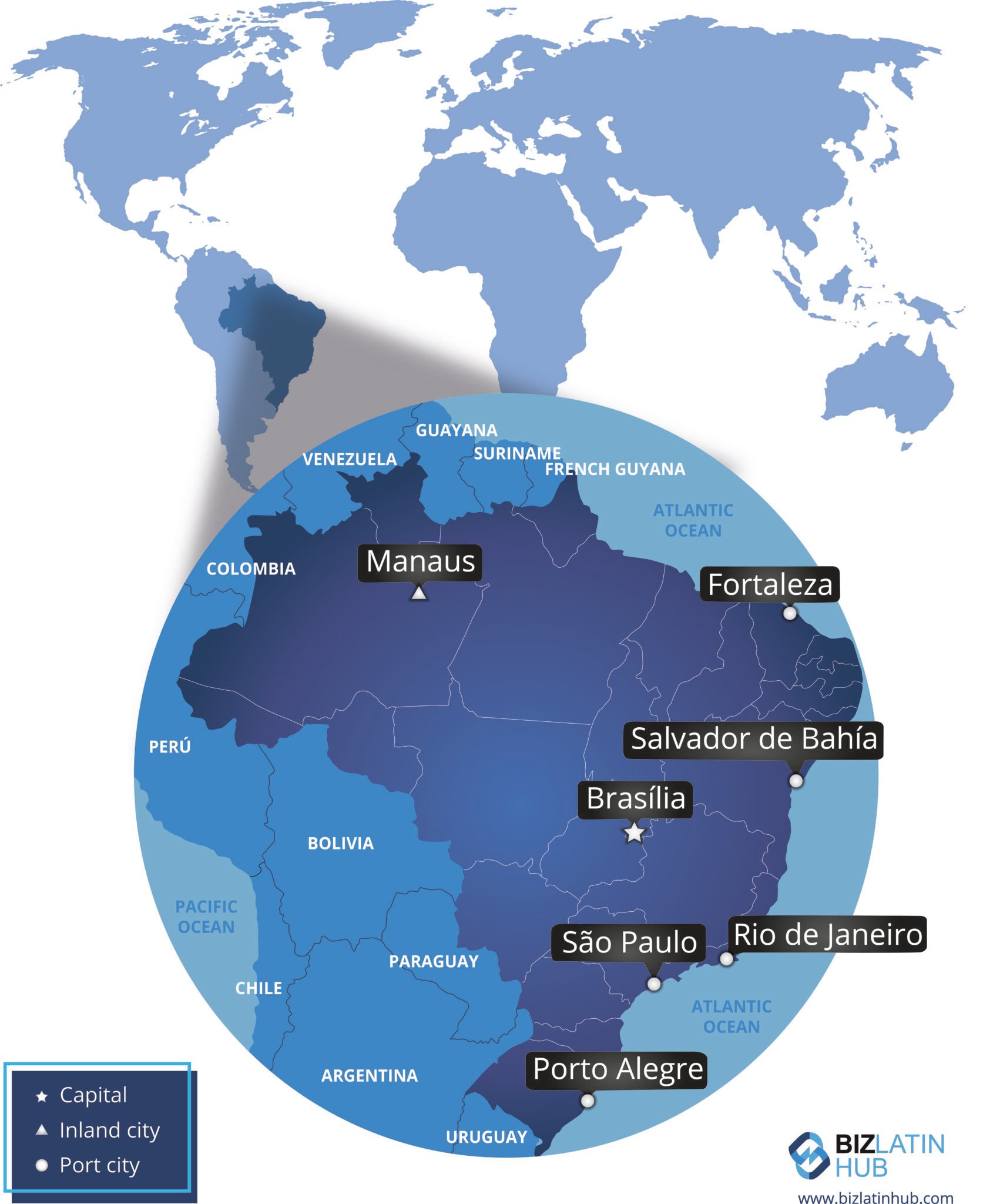 Mapa do Brasil e suas principais cidades