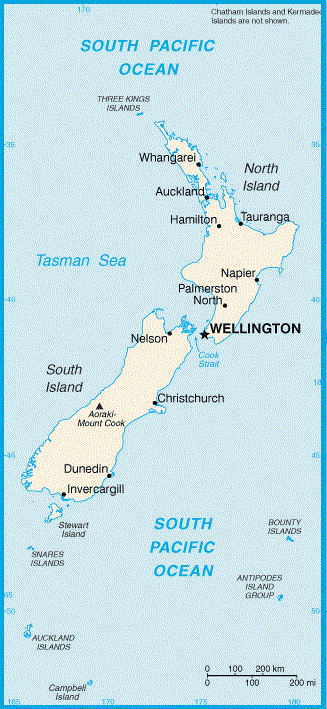A map of New Zealand, where you may wish to appoint a legal representative
