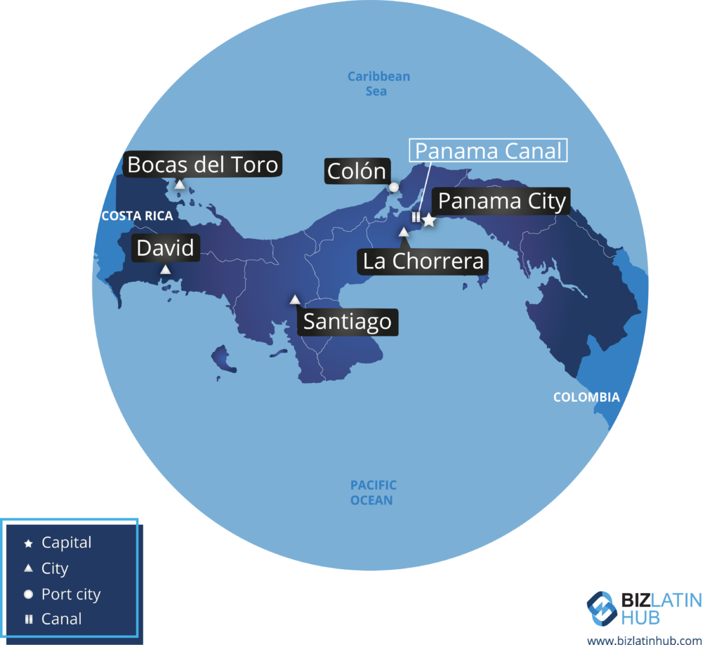 Map of Panama and its main cities