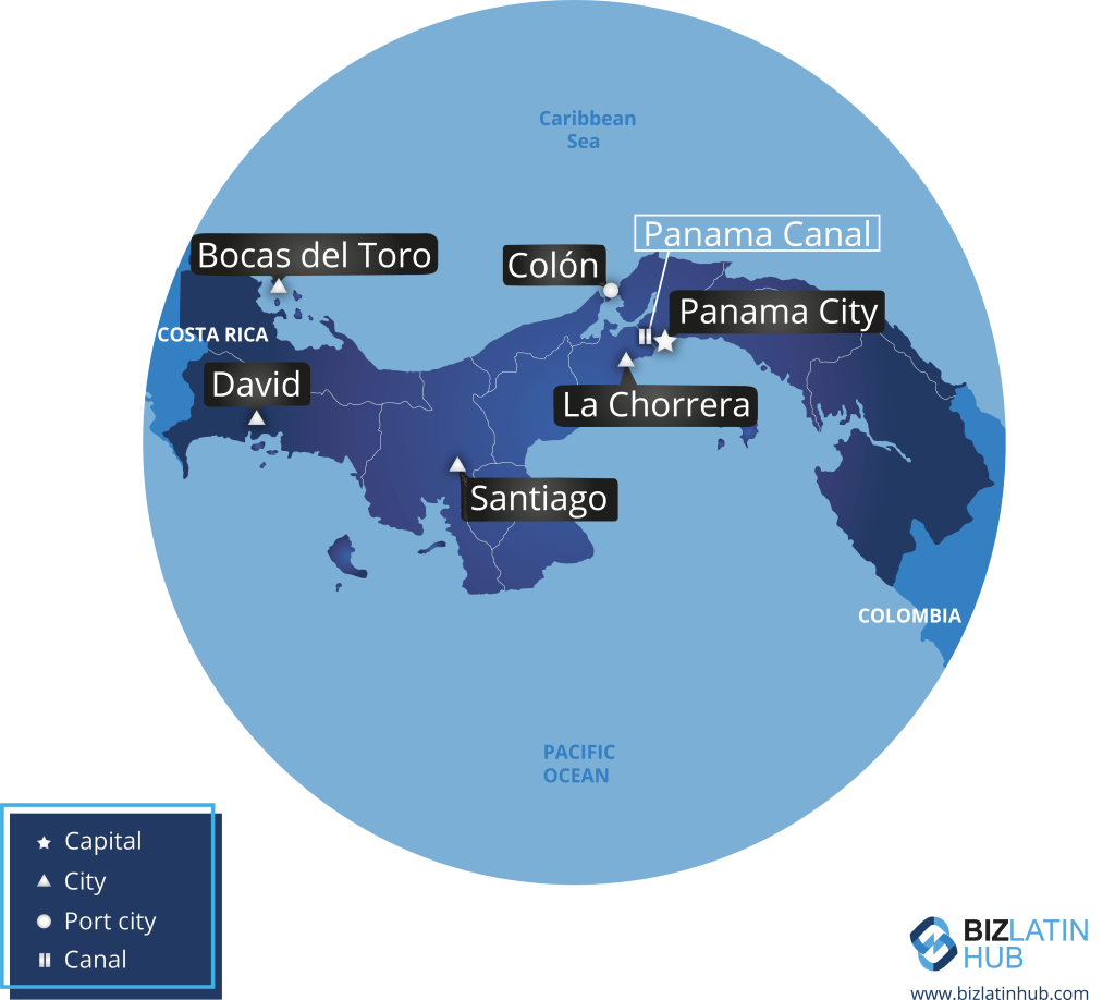 Map of Panama and its main cities