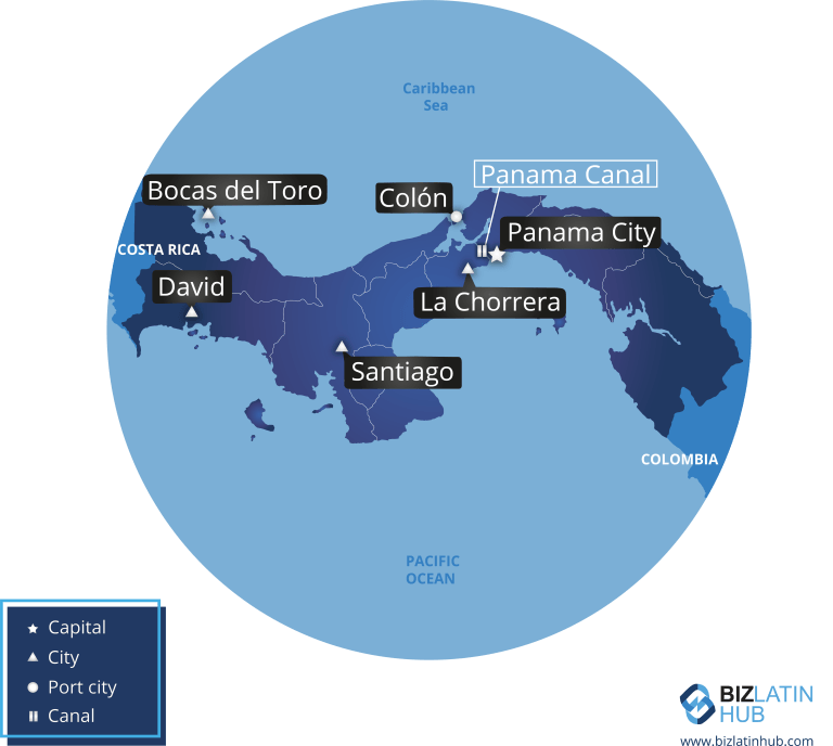 A map of Panama and its main cities