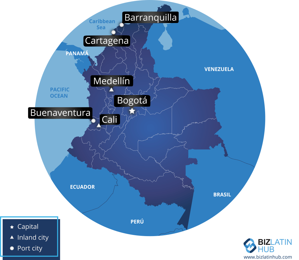 Mapa de Colombia, ciudades en donde se puede hacer reestructuración empresarial en Colombia