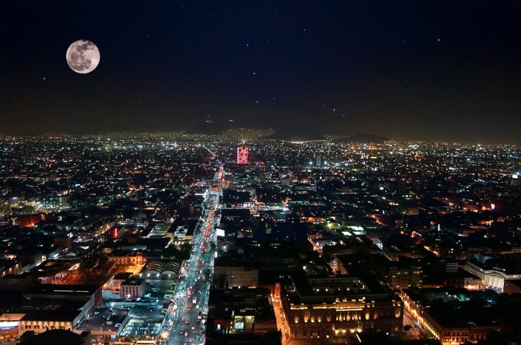 Aerial night view of Mexico city, a popular destination among those who want to form a branch in Mexico. 