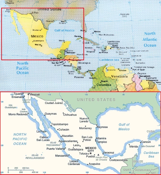 una mapa de méxico y norteamérica