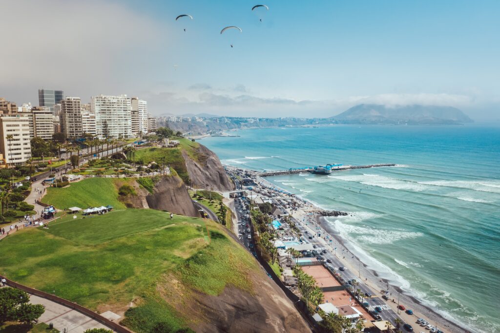 View of the coast of Lima, Peru's capital,  a city that has benefit from the increase in Peru exports.