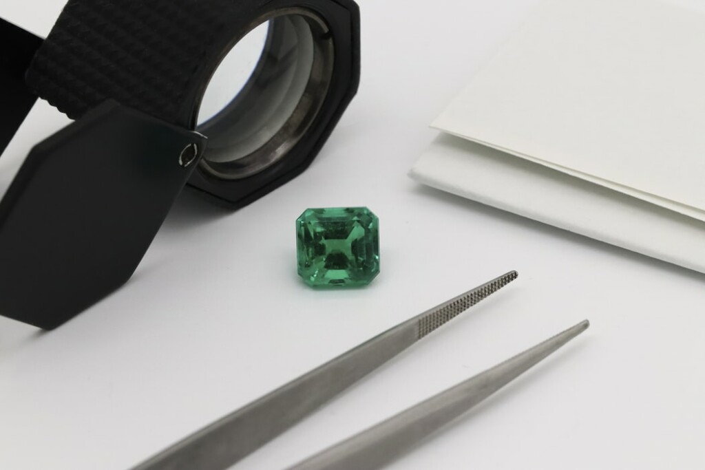 A photo of an emerald, representing Colombia emeralds