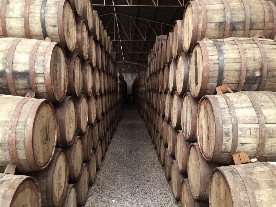 Tequila ageing in barrels in Mexico, where it is a one of the country's key exports