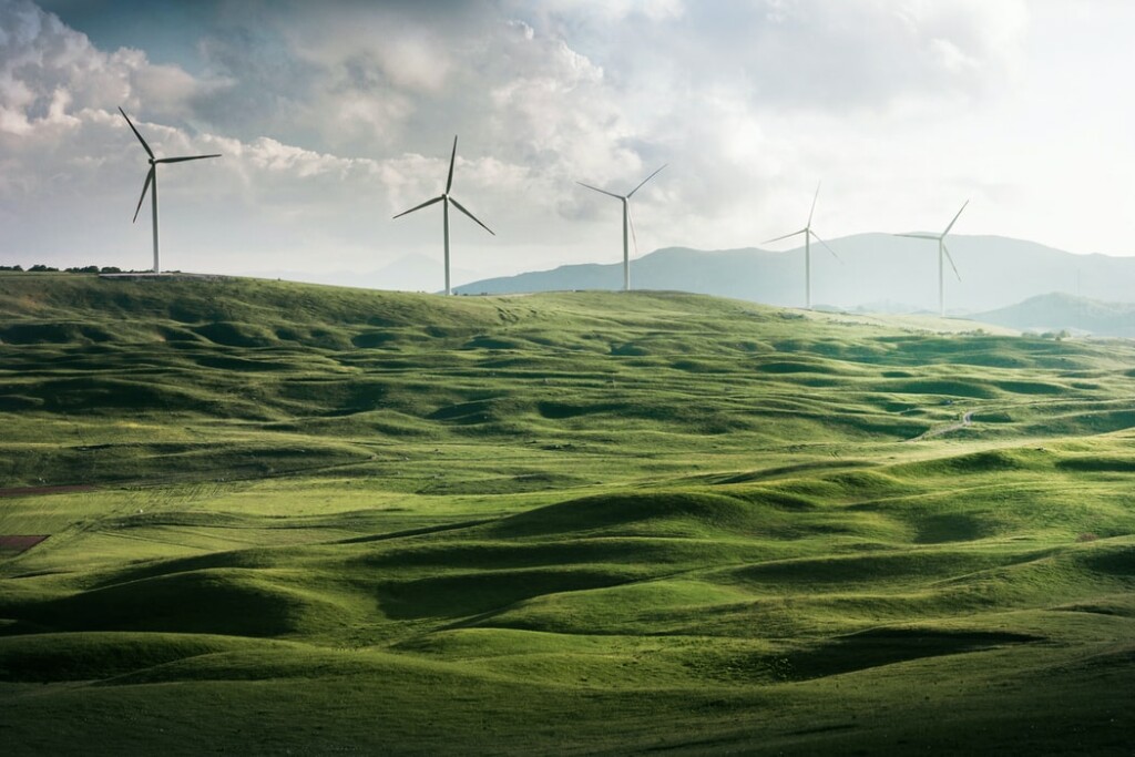 A photo of a wind farm representing opportunities for green investment in Latin America (photo: Appolinary Kalashnikova / Unsplash)
