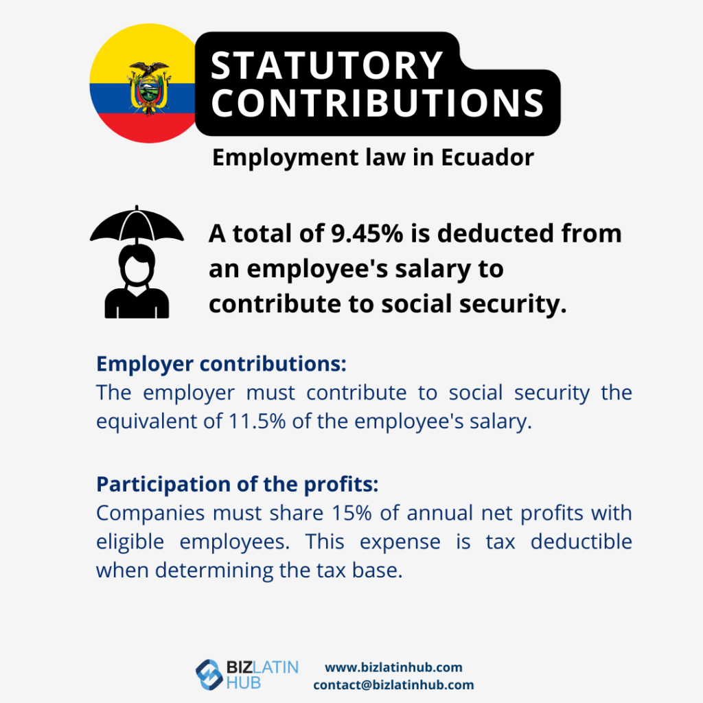 Employment law in Ecuador. Statutory Contributions.