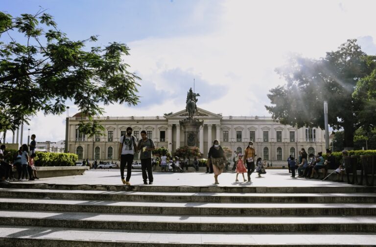 Una foto del Palacio Nacional en San Salvador, la capital de El Salvador, donde la criptodivisa Bitcoin se ha convertido en moneda de curso legal.