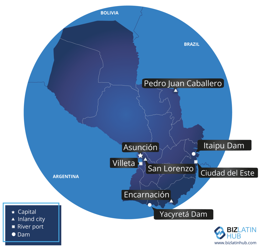 a map of paraguay and its main cities by biz latin hub