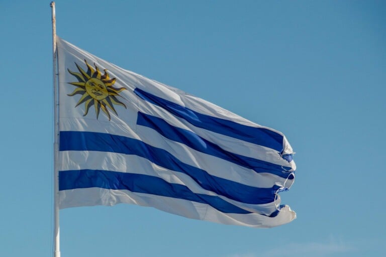 The Uruguyan flag, stock image accompanying article on low levels of corruption in Uruguay