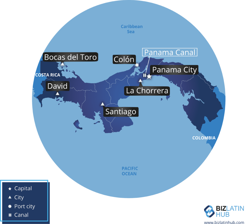 a map of Panama and its main cities by biz latin hub