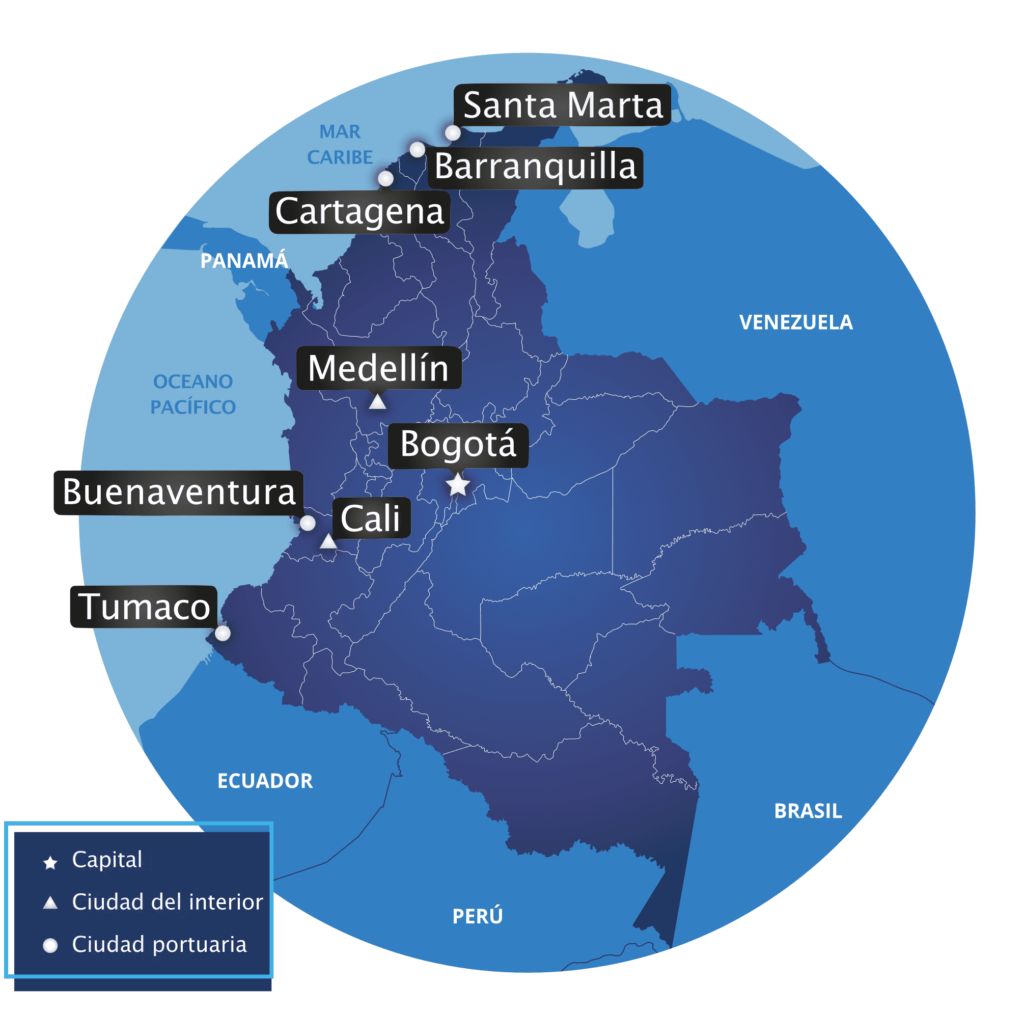 Infographic by Biz Latin Hub with the map of Colombia for an article about labor law reform in Colombia