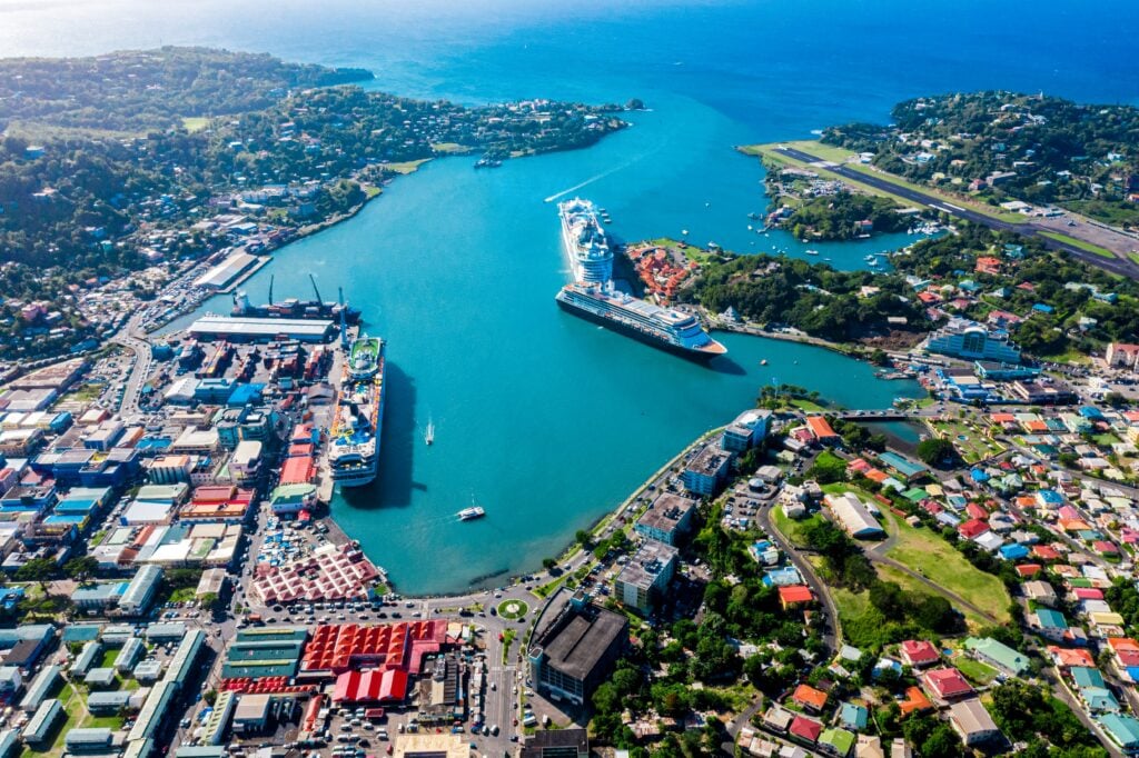 An image of Castries, the capital of Saint Lucia, to accompany article on Caribbean citizenship by investment programs.