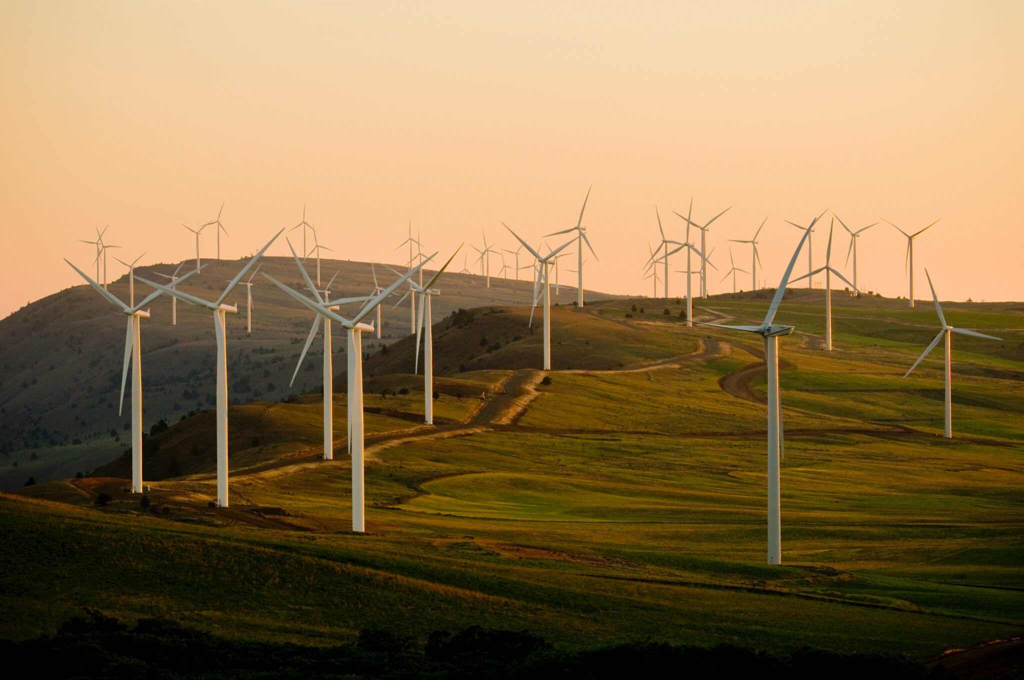 A stock image of a wind power farm to accompany article on renewable energy in Latin America