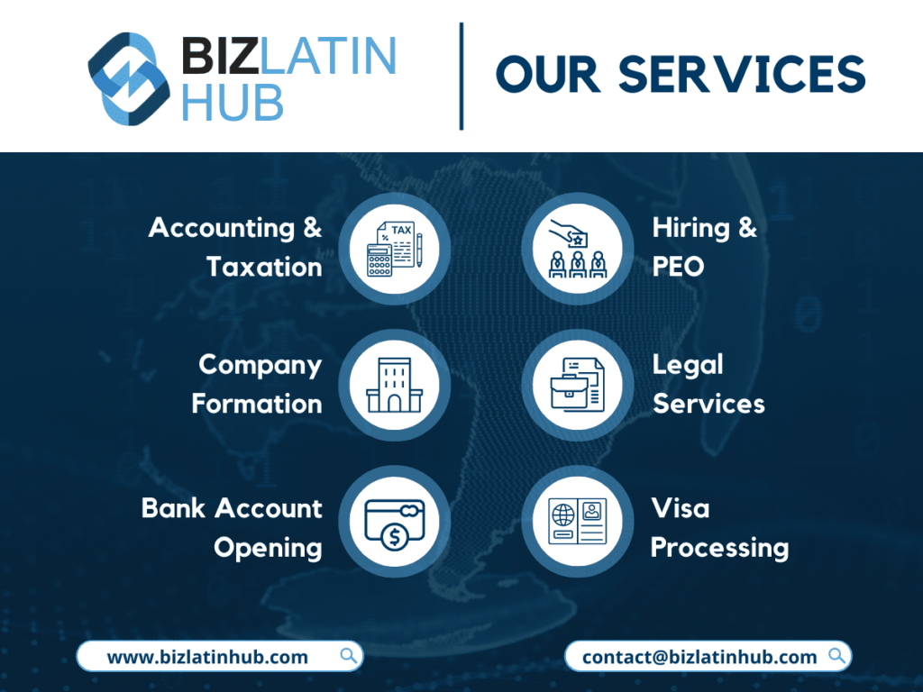 A BLH infogrpahic showing key services offered by the company for an artilce on executive recruitment in Panama City