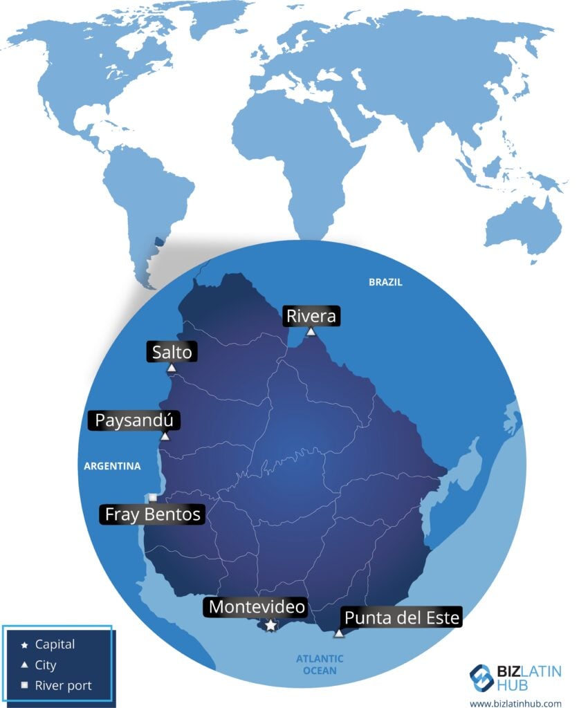 A BLH map of Uruguay to accompany article on reasons to invest in the country.