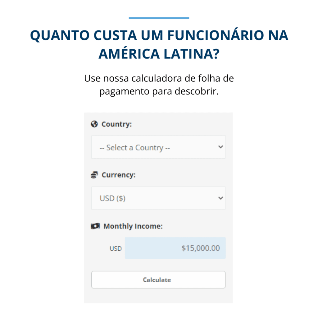 A interface do Caculador de Folha de Pagamento BLH