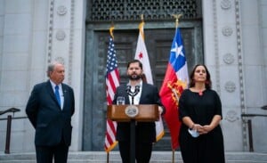 Chilean President Gabriel Boric speaks during his visit to the United States (source: Facebook)