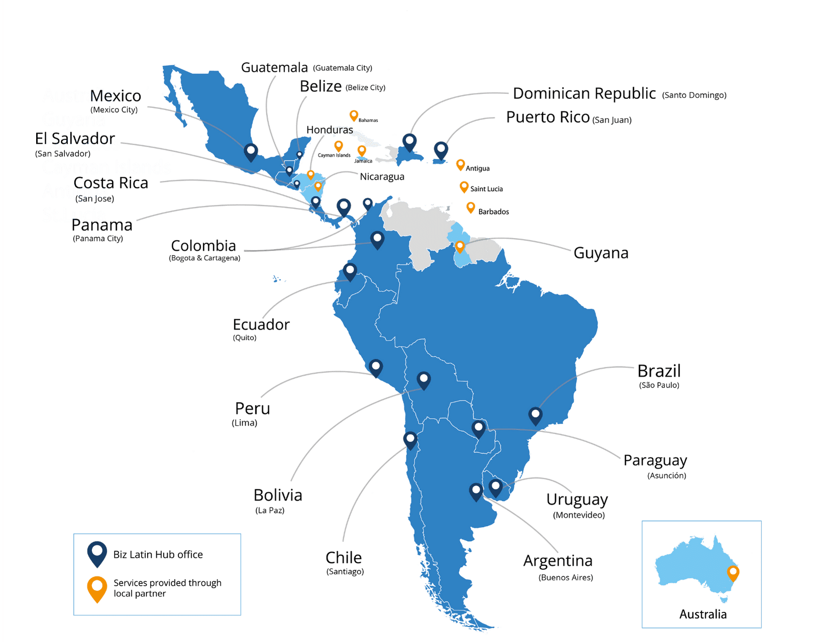 Escritórios da BLH na América Latina