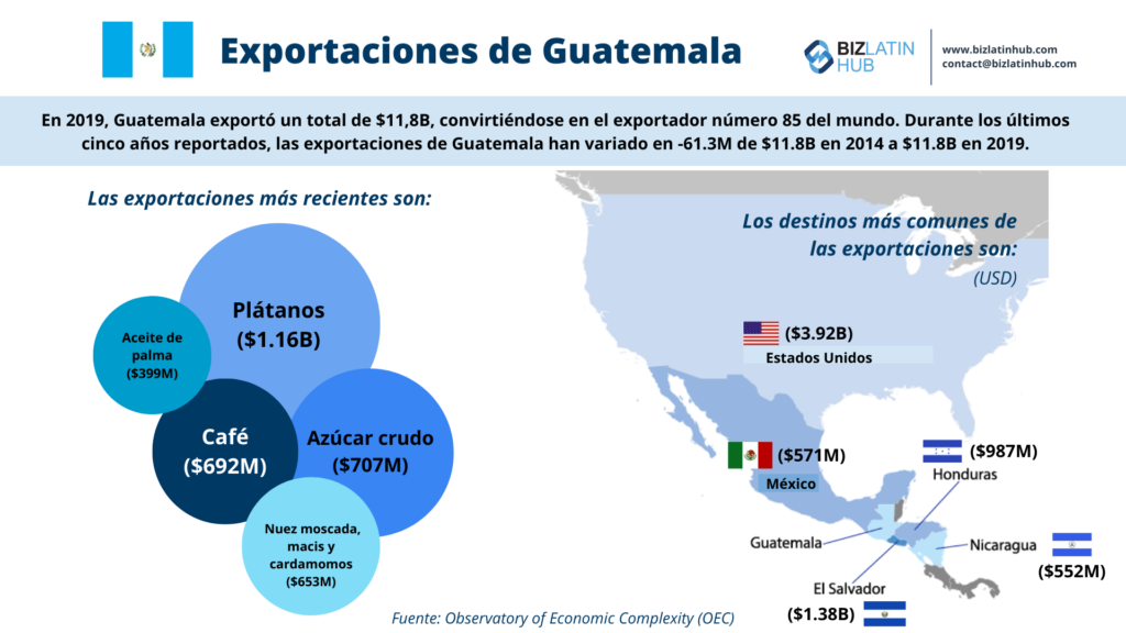 Exportaciones de Guatemala una infografía creada por biz latin hub